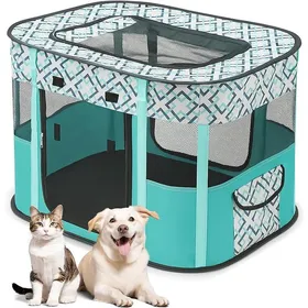 Meilleurs prix pour Parc pour Chien Pliable Enclos Portable pour Chiot Chat Lapin Tente Respirante M Carreaux Verts CLAPIER