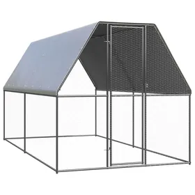Meilleurs prix pour Poulailler enclos cage poules dextérieur 2 x 4 x 2 m acier galvanisé Argent 02_0043993