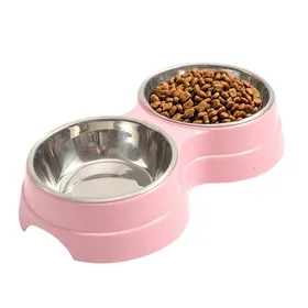 Meilleurs prix pour Gamelle double animal - 1 pièce Inoxydable chien/chat nourriture/eau rangement animal fourniture - Type gamelle Étiquette