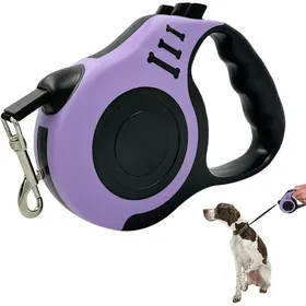 Comparer les prix de Laisse rétractable pour chien de 5 m - Laisse extensible avec poignée antidérapante - Bouton de frein facile à utiliser - Violet