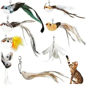 Comparer les prix de Plumeau chat rechange 8 pièces plumes interactives cloches série oiseaux KIT JOUET