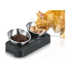 Comparer les prix de Gamelle  Chat  FUIENKO Surélevé en Acier Inoxydable 400ml x2  Bol Double pour Chat  dalimentation Antidérapants sans Déversement