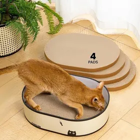 Meilleurs prix pour Griffoir pour Chat avec 4 Planches Grattage Boîte Grattoir Chat Carton Ondulé Réversible Chat noir Grand-4 Coussinets
