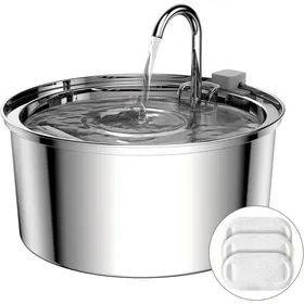 Meilleurs prix pour Fontaine à eau pour chat en acier inoxydable - ESTAMPILLE - 32 L - Pompe silencieuse - 3 filtres à charbon actif