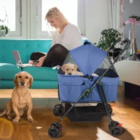 Comparer les prix de Poussette de voyage pratique pour animaux de compagnie, bleu, 50*65*99cm.