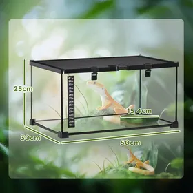 Meilleurs prix pour Terrarium pour reptiles Boîte à nourriture pour reptiles Terrarium en verre pour amphibiens arachnides avec thermomètre Boîte