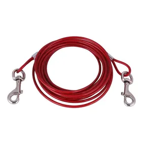 Meilleurs prix pour Laisse pour chien en fil dacier long corde de sécurité solide pour camping pique-nique animaux de compagnie 5 mm x 5 m (rouge)