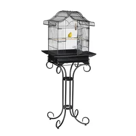 Comparer les prix de Relaxdays Cage à oiseaux avec support métal pour perruches avec perchoir & mangeoires 1465 x 55 x 50 cm noir