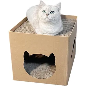 Comparer les prix de Maison Chat Carton Griffoir Intérieur Dormir Cabane Rangement Léger Montage Facile