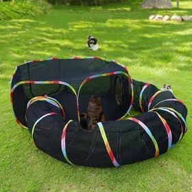 Comparer les prix de Tunnel dextérieur pour chat et tente de jeu - Enclos en filet avec tunnel de connexion de 3 m pour jardin et animaux