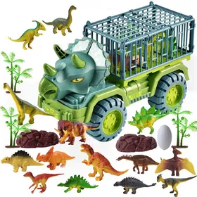 Comparer les prix de Jouet de Transport de Dinosaures pour Enfants Transporteur de Voiture Triceratops avec 15 figurines de Dinosaures 1 œuf et 1
