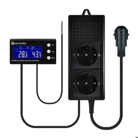Comparer les prix de KETOTEK Prise Thermostat Hygrostat Jour/Nuit avec Sonde avec Minuterie 220V pour Terrarium Reptile Couveuse Incubateur Serre