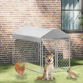 Meilleurs prix pour Solde 2026parc polyvalent/grande cage pour chien Argent - Chenil dextérieur avec toit pour chiens 200x100x125cm 21.28 Kg 23932281