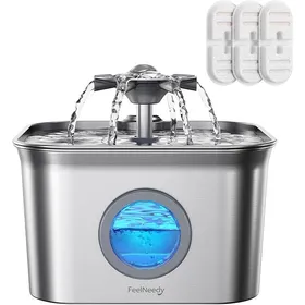 Comparer les prix de 2 8L Fontaine a Eau Chat INOX avec 3 Filtres Fontaine à Eau pour Chat Système de Quadruple Filtration Fontaine+3 Fil FONTAINE A EAU
