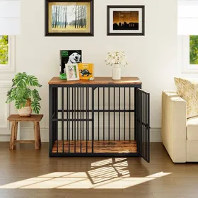 Comparer les prix de NuvlaGu - Cage pour chien avec 3 portes et plan de travail étanche - Empilable - 84 x 56 x 66 cm - Noir