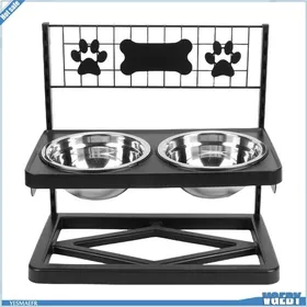 Comparer les prix de Support de gamelles surélevé pour chien support surélevé réglable en hauteur avec 2 gamelles en acier inoxydable pour chiens de
