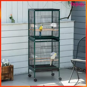 Meilleurs prix pour Volière / cage à oiseaux sur pied - AKOZON - 9259 - Double modulable - 515x50x140 cm - Sur roulettes