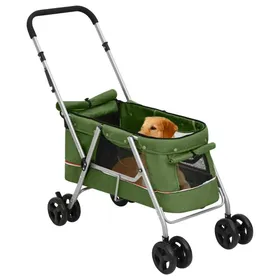 Comparer les prix de Poussette pour chien - mango - pliante - Vert 100x49x96 cm Tissu de lin A149