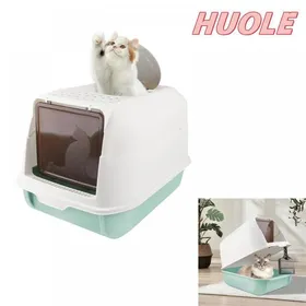 Comparer les prix de HUOLE Bac à litière pour chat avec pelle à litière - Très grande capacité de tiroir - 36*51*34cm Bleu ciel