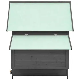 Meilleurs prix pour Poulailler en bois de sapin - WIENS - 150x96x110 cm - Gris et blanc - Bois massif de sapin - Deux nichoirs