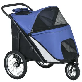 Comparer les prix de Poussette pour chien Poussette pour chien pliable avec fenêtre en filet Laisse de sécurité Grandes roues en caoutch