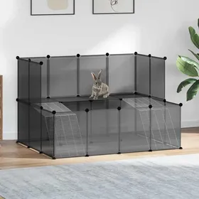 Meilleurs prix pour Cage pour petits animaux - vidaXL - 143x107x93 cm - Noir - PP et Acier - Plateforme et 2 échelles - Facile à assembler