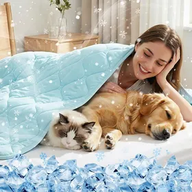 Meilleurs prix pour Couverture Rafraîchissante pour Chiens Q-Max > 04Couette Léger Lavable pour AnimauxCouette Auto-Refroidissante94x120 cmXLBleu