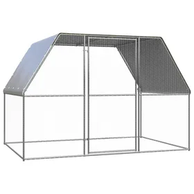 Meilleurs prix pour Clapier - Poulailler - argenté et gris 3x2x2 m - Acier galvanisé SS00223497
