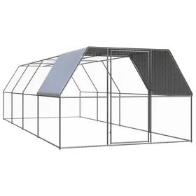 Meilleurs prix pour Poulailler dextérieur - vidaXL - Acier galvanisé - 3x8x2 m - Toit résistant à leau - Porte avec serrure