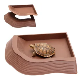 Comparer les prix de Bassin pour Tortue 27 4×19 8cm Piscine Tortue de Terre et Reptiles Gamelle d’Eau et de Nourriture avec rampes FONTAINE A EAU