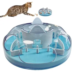 Meilleurs prix pour Distributeur de croquettes ludique et interactif pour chats dintérieur - Labyrinthe - Jeu denrichissement alimentaire bleu