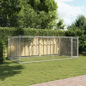Comparer les prix de Enclos/Chenil d'Extérieur - KIMMY - Cage pour chien avec porte gris 4x2x1,5 m acier galvanisé - shop55956059