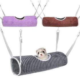 Meilleurs prix pour 3 PièCes Cage Hamac Furet Cacher Tunnel Chaud Rat Petits Animaux Jouer Tube BalançOire Dormir Lit Suspendu Nid Caché Jouet
