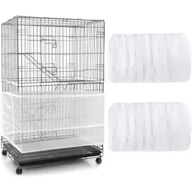 Comparer les prix de 2 PiècesCouverture de Cage à Oiseaux Blanc Housse de Protection en Maille Ajustable Attrape Graine Filet de Perroquet en Maille