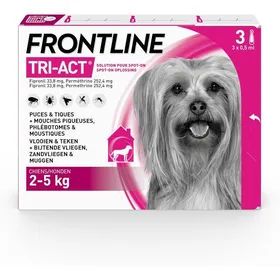 Meilleurs prix pour Tri-Act Chien-Anti PucesTiquesMoustiquesPhlébotomes & Mouches-Traitement Radical En 6h-Pour Très Petit Chien De 2 à 5 kg