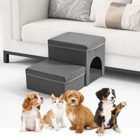 Comparer les prix de 2 Marches Escalier pour Chien Rampe pour Chien avec Espace de Stockage Amovible pour Animaux Pliable Escaliers pour Lit Et Canapé