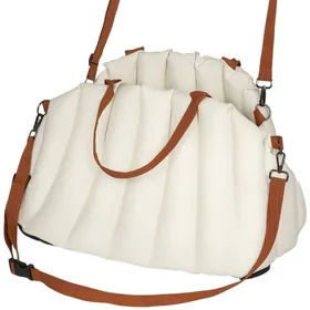 Comparer les prix de Sac de transport pour chien - Pour chiens de moins de 5 kg - 50x30x31 cm - Crème blanc - Tissu Oxford - Coussin inclus