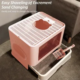 Comparer les prix de JEOBEST Bac à litière à tiroir XL - Maison pour chat - Grand espace - Avec pelle - ROSE - 48.5*36.5*38cm