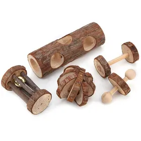 Comparer les prix de Lot de 5 cages à jouets amusantes en bois pour petits hamsters (couleur aléatoire)