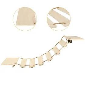 Comparer les prix de 90cm Pont suspendu pour chats avec étagères Mur descalade Meuble Jouet pour chats Mur 6 marches Bois Pin échelle avec 6 barreaux