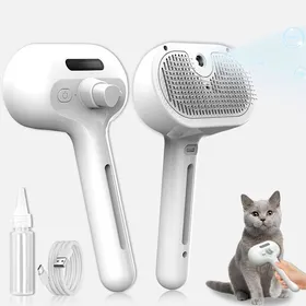 Meilleurs prix pour Brosses de massage 3 en 1 avec poignée, Brosse à Vapeur Autonettoyante pour Chat et Chien - Électrique