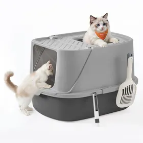 Meilleurs prix pour Bac à Litière XXL - Feandrea - Couvercle Basculant - Gris Tourterelle/Ardoise - Pour Chats Jusquà 15 kg