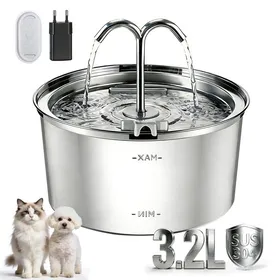 Meilleurs prix pour 3.2L Fontaine a Eau Chat INOX Fontaine à Eau pour Chat Silencieuse Distributeur Eau Chat Grande Capacité pour Chi FONTAINE A EAU