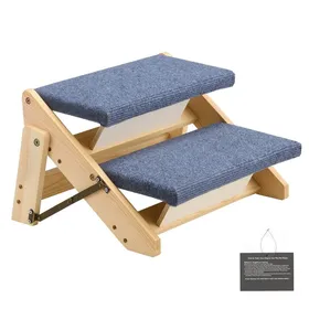 Meilleurs prix pour Escalier Pliable pour Animaux-Duoku-2 Marches-Convertible en Rampe pour Canapé-Hauteur de Marches 12 cm