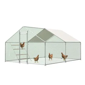 Comparer les prix de Poulailler avec Enclos 3x4x2m Argent - Volière poules lapins échelle résistant intempéries