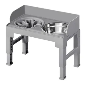 Meilleurs prix pour Gamelle pour Chien Surélevée 3 Bols Hauteur Réglable et Inclinable Gris
