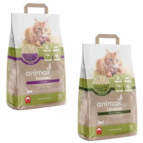 Meilleurs prix pour Litière agglomérante Lavande broyée 7 litres + Litière agglomérante Thé vert broyée 7 litres Animax