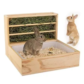 Comparer les prix de Ratelier lapin litière mangeoire foin 2 en 1 cochon dinde support herbe bac plastique amovible réduit déchets nourriture .