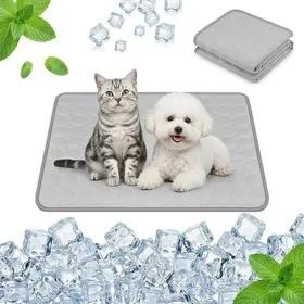 Comparer les prix de tapis rafraichissant chien -Soie froide en gel(50x40cm) - Respirant et non toxique antibactérien - Gris
