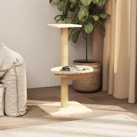 Comparer les prix de Automne/hiverArbre à chat avec griffoir en sisal Crème 74cm - HAuteur:74cm - Grande Taille &FR_677375